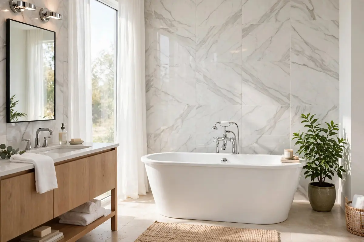 Renovated bathroom with quality fixtures in a Martinsville home
